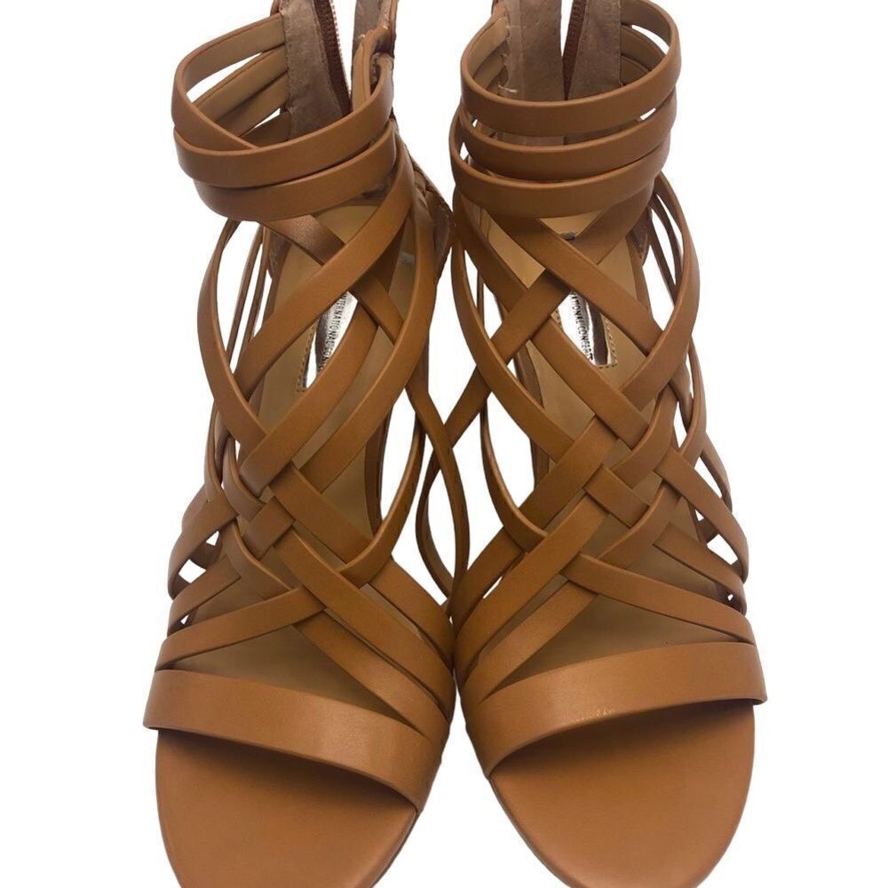 INC International Concepts Leather Strappy Gladiator Heels Brown 7M